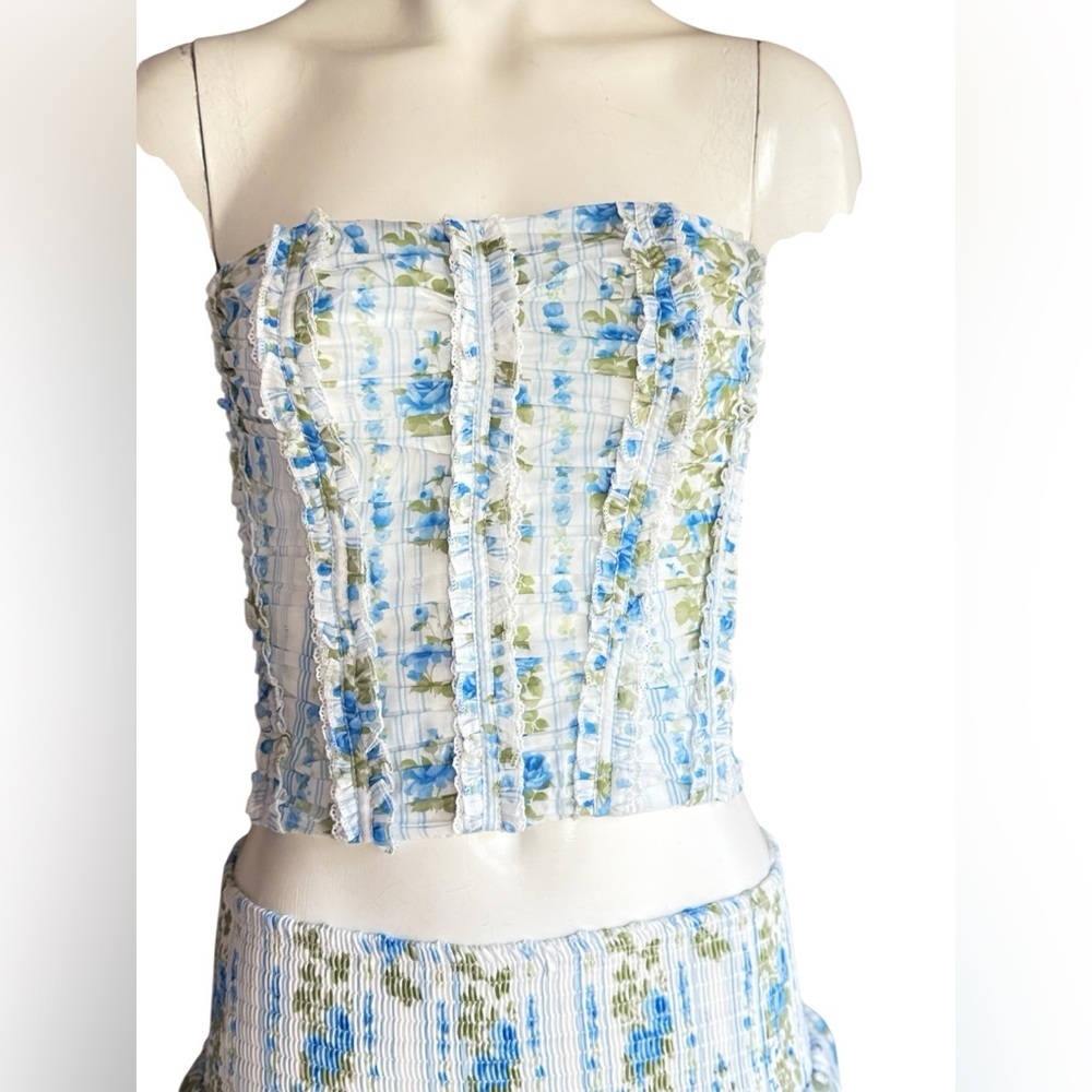MABLE Coquette Blue Floral Set of blouses and skirt Size Small - Picture 8 of 15